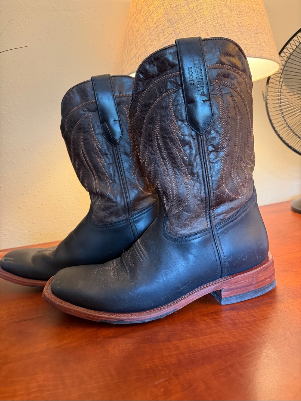 Men's Black and Brown Western Leather Cowboy Boots